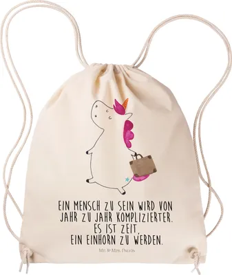 Produktbild von Mr. & Mrs. Panda Jutebeutel Einhorn Koffer - Transparent - Geschenk, Kleiner Rucksack, kordelzugbeutel, Einhörner, Beutel, Abenteuer, Lustig, wander, Reise, Unicorn
