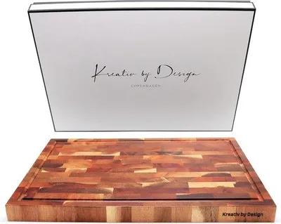 Image de Grande planche à découper épaisse en acacia avec fosse à jus | Plateau à charcuterie et à fromage | Plateau de service