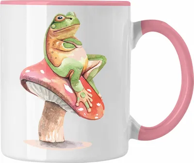 Produktbild von Trendation - Frosch Pilz Tasse Grafik Geschenk Lustig (Rosa)
