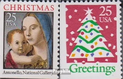 Produktbild von Briefmarken USA 1990 Mi 2114Eul-2115Eul (kompl.Ausg.) postfrisch Weihnachten