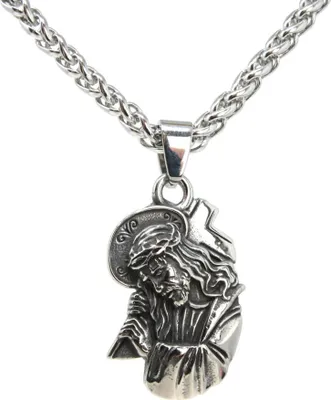 Produktbild von Lederkette Edelstahlkette 316L JESUS AMULETT 60 cm Edelstahl 05-05
