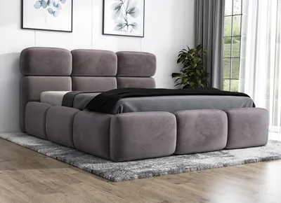 Produktbild von Polsterbett MIAMI 90x200 mit Matratze und Bettkasten. Farbe: Grau.