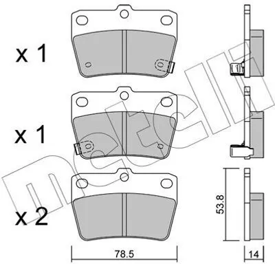 Produktbild von METELLI Bremsbeläge Satz Hinten Bremsklötze für TOYOTA RAV 4 II (CLA2, XA2, ZCA2, ACA2) 22-0431-0
