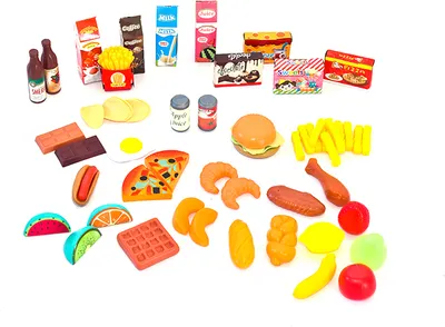 Produktbild von Mac Toys Lebensmittelmodelle Set – Realistische Nachbildungen von Obst, Gemüse, Getränken und Gebäck