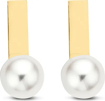 Produktbild von New Bling Goud 9NBG-0013 - Oorknopjes Bol - Parel - Staafje - 4mm - Goud
