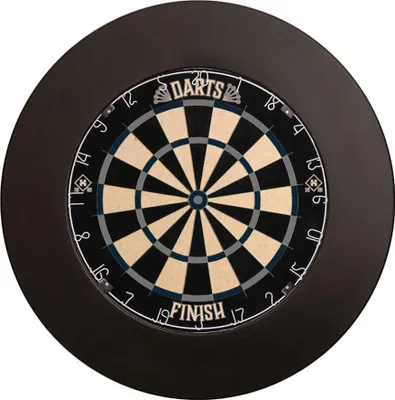 A dartboard with a dark surround, viewed from the front.