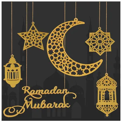 Ramadan Kareem Dekoration, 6-teilig, goldfarben