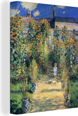 Obrázek produktu pro OneMillionCanvasses® - Obraz na plátně - Monetova zahrada ve Vétheuil - Obraz od Claude Monet, nástěnný obraz, nástěnné dekorace obrazy obývací pokoj, 60x80cm