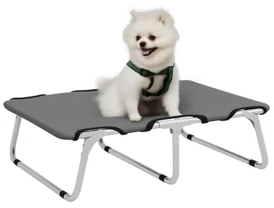Produktbild von Erhöhtes Hundebett - Outdoor Hundeliege - Nylon Liegefläche - Atmungsaktiv - Für kleine Hunde - Grau