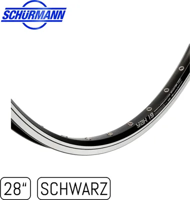 Produktbild von windmeile | Schürmann YAK Felge, 28 Zoll, in Schwarz, ungeöst, Hohlkammerfelge, Autoventil/ Schrader-Ventil, E-Bike, Elektro Fahrrad, Pedelec