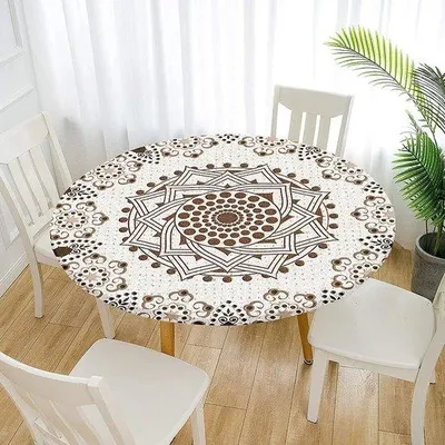 Produktbild von Kreisrundes Tischüberwurf - fleckfest - 90cm - cremfarben - wasserdicht