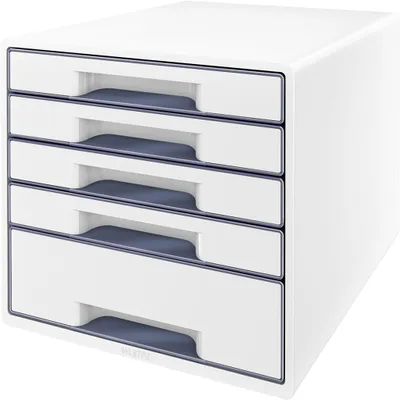 Image de Leitz 5214-20-01 Boîte à tiroirs WOW CUBE A4/C4 5 tiroirs fermés blanc perle/gris(S)