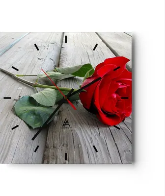 Produktbild von Wanduhr - Quadrat - Glasuhr - Blume Holz Pflanze - 30x30cm - Schleichendes Uhrwerk - Lautlos - zum Aufhängen bereit - Dekoration Modern - Wanddekoration aus Glas - C3AC30x30-0103
