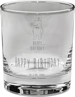 Produktbild von Mr. & Mrs. Panda Ginglas Bär Geburtstag - Transparent - Geschenk, Glückwunsch, Longdrinkglas, Glas für Gin, Cocktailglas, Alles Gute, Happy Birthday, Tumbler, Teddybär