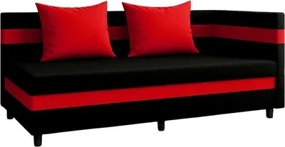 Produktbild von Kondela Einzelbett (Schlafsofa) mit Stauraum Paulita - Schwarz / Rot