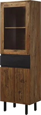 Image de MASSIVMOEBEL24 | Vitrine 60x40x190 en bois de Sheesham naturel non traité LICHTENBERG #105