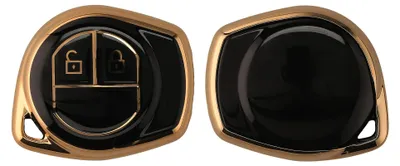 Produktbild von kwmobile Autoschlüssel Hülle kompatibel mit Suzuki 2-Tasten Autoschlüssel - Schlüsselhülle Silikon Cover - Schwarz Gold