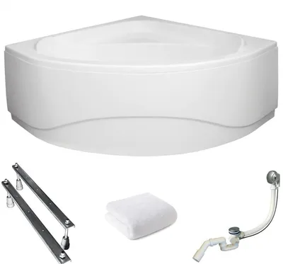 Produktbild von Aqua For You | Polimat Eckbadewanne - 140x140 Cm - mit Verkleidung - Antibakterielle Beschichtung - Inklusive Siphon - Acryl