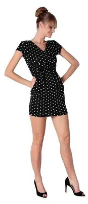 Produktbild von Damen Minikleid Wickelkleid mit Pünktchen V-Ausschnitt ; XL/XXL 42/44