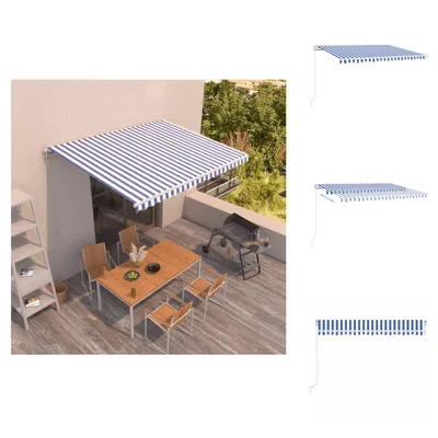 Produktbild von vidaXL Markise Manuell Einziehbar 450x350 cm Blau und Weiß -  Markisen