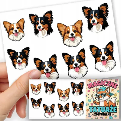 Produktbild von ABWASCHBARE KINDERTATTOOS TEMPORAER - Hunde Rasse PAPILLON - 8 St.