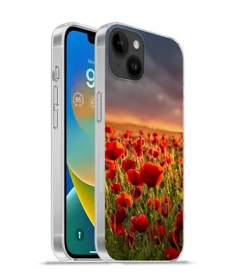 Produktbild von MuchoWow® Handyhülle Schutzhülle Hülle für Apple iPhone 14 Plus - Soft case Sonnenuntergang über einem Feld von Mohnblumen Silikon Softcase Handy Hülle - Abbildung