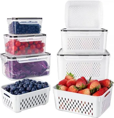 Produktbild von Kühlschrankboxen 3-teilig, Obst und Gemüse, Deckel, Organizer
