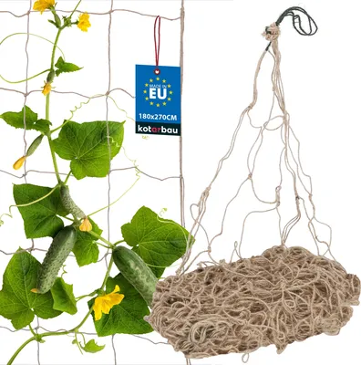Produktbild von KOTARBAU® Jutenetz Gurken Rankhilfe Netz 180 x 270 cm Ranknetz für Kletterpflanzen Tomatennetz Rankhilfe Gurken Pflanzen Netz aus Jute Rankgitter Gurken Hochbeet