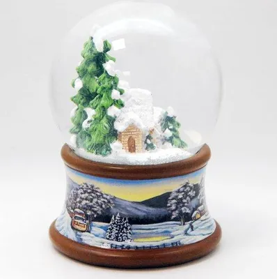 Produktbild von Famanu Schneekugel Winterlandschaft mit Musik - Berghütte - 100mm