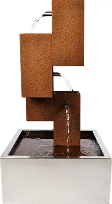 Produktbild von KÖHKO® Wasserspiel Brunnen mit LED-Beleuchtung Höhe 70 cm aus Cortenstahl mit Edelstahl-Becken Wasserfall Wasserspiel 32005