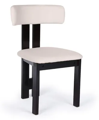 Image de MENZZO Chaise de salle à manger design Ceriz Bois foncé et Velours Beige