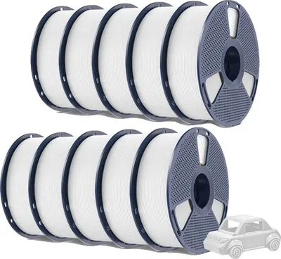 Obrázek produktu pro vlákno pro 3D tiskárny, vysoká pevnost, houževnatost, PETG bílé 10 rolí