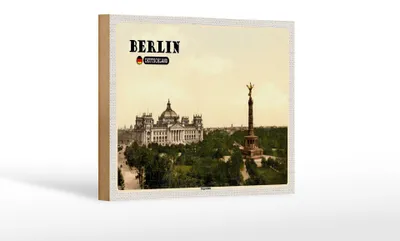 Produktbild von Holzschild Städte Berlin Siegessäule Deutschland Dekoration 18x12 cm