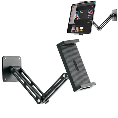 Obrázek produktu pro Držák na tablet – hliníkový výsuvný nástěnný držák pro 4–12,9 palců, nástěnný držák, držák do skříně, nastavitelný a skládací, úspora místa