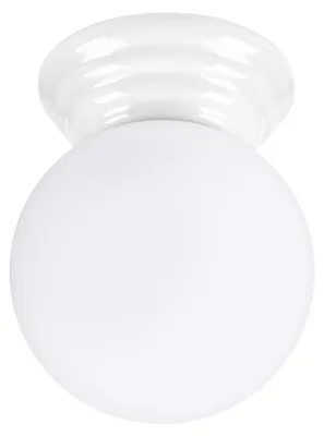 Produktbild von Deckenlampe Bad IP44 G9 Glas Keramik Weiß Ø 12 cm Kugel Schirm Deckenleuchte Badezimmer