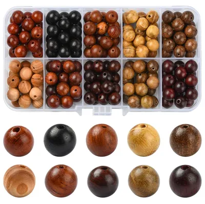 200 runde Holzkugeln 8 mm, braun-schwarz, DIY-Schmuck