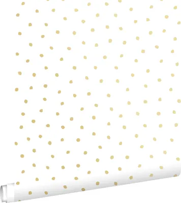 Produktbild von ESTAhome Tapete Punkte Gold und Weiß 53 cm x 10.05 m