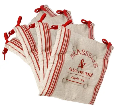 Immagine prodotto di Cuscino per sedia - 40 x 40 cm - 100% cotone - Lino e rosso - 4 pezzi
