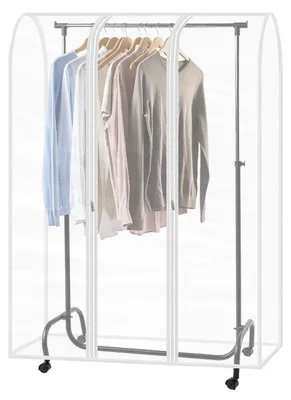 Imagen del producto de Funda para perchero con cremallera, transparente, 150x50x110 cm, protección para la ropa