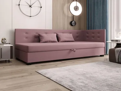 Obrázok produktu pre AURA SOFA Boxspring posteľ OLAF PLUS 80x195 Kompletná sada s matracom Bonell, čalúnená posteľ s úložným priestorom – ružová, SAWANA 61