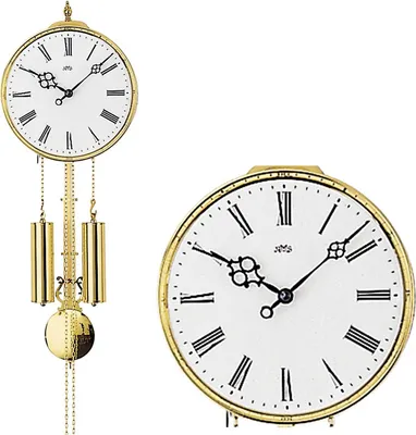 Produktbild von AMS 348 Wanduhr mit Pendel mechanisch golden Frontreif aus Messing Pendeluhr