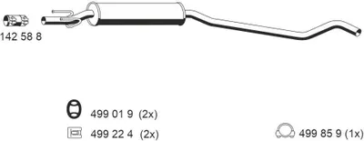 Produktbild von ERNST 011068 Mittelschalldämpfer Schalldämpfer für OPEL Corsa B Schrägheck (S93)
