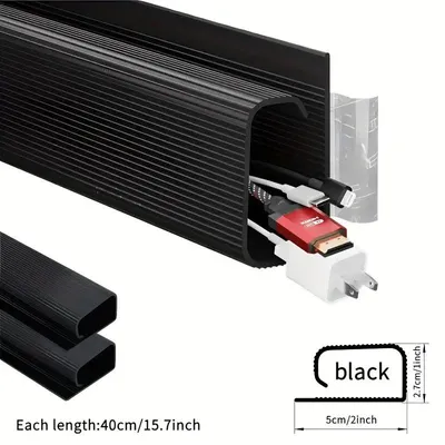 Produktbild von Kabelkanal unter dem Schreibtisch - Kabelmanagement-Leiste - 2er-Pack - 40 cm - PVC - Schwarz