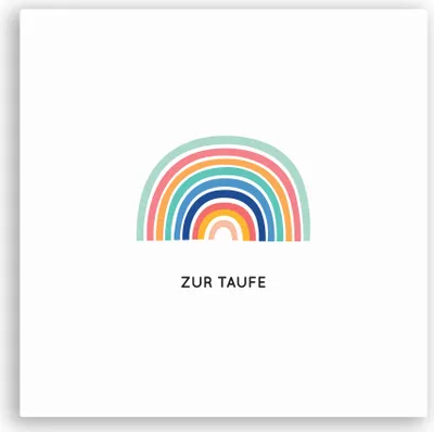 Produktbild von Friendly Fox Karte zur Taufe - Taufkarte zur Taufe Regenbogen, Klappkarte Karte Taufe mit Umschlag