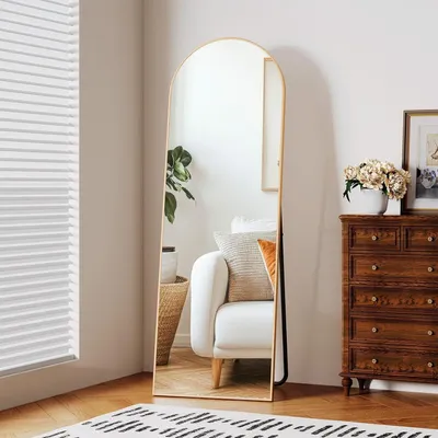 Obrázek produktu pro Stojací zrcadlo se zlatým hliníkovým rámem, 150 x 50 cm