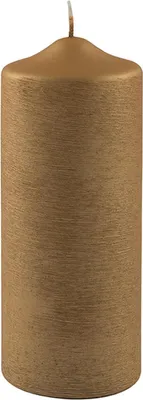 Produktbild von Fink CANDLE, gebürstet metallic Stumpenkerze, Paraffin, goldfarben, L. 8 cm, B. 8 cm, H. 20 cm, D. 8 cm 123274