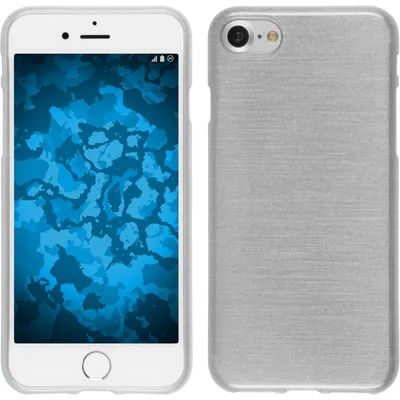 Produktbild von PhoneNatic Case kompatibel mit Apple iPhone 8 - weiß Silikon Hülle brushed + 2 Schutzfolien