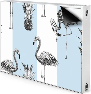 Produktbild von Magnet Heizung Verkleidung Abdeckung Heizung Heizkörperabdeckung 110x60 cm  - Flamingo und Ananas