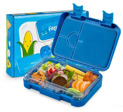Produktbild von Schmatzfatz Junior Brotdose für Kinder mit Fächern, Bunte Kinder Brotdose, Bento Brotdose Unterteilt & Auslaufsicher, BPA-Freie Lunchbox für Kindergarten/Kita, Kinder Bento Box, Sichere Vesperdose