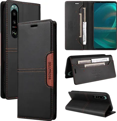 Produktbild von Handyhülle für Sony Xperia 5 III Hülle, Leder Flip Wallet Kartenfach Stand Schutzhülle Schwarz